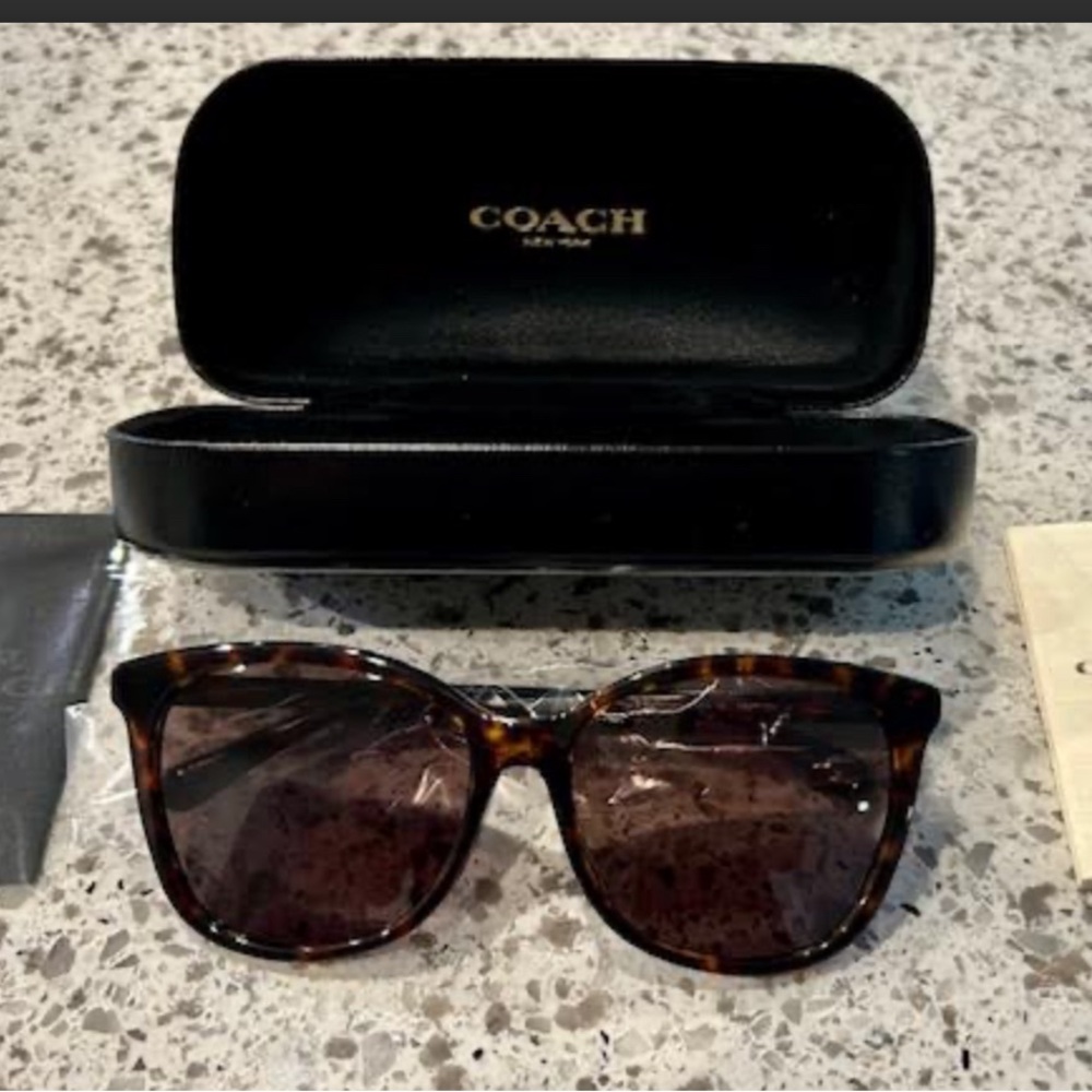 Coach Brown Oversized Sunglasses with Tortoiseshell Frame